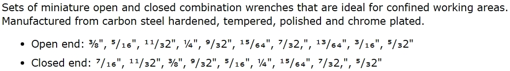 סט מפתחות רינג פתוח אינצ'י פרוסקיט PROSKIT HW-609A